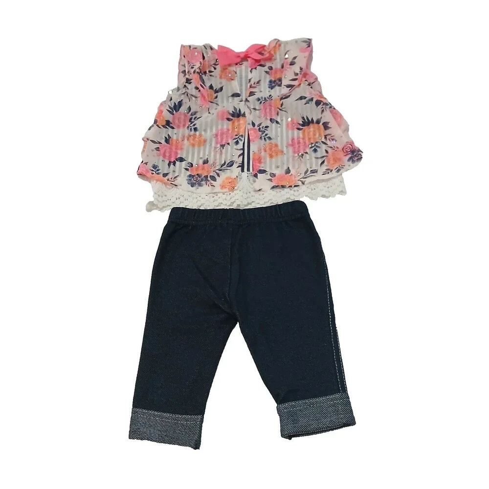 LITTLE LASS Baby Girl 2pc Blouse & Pants Set with Bow Tie Accent (6-9M) - NWOT!! - Picture 2 of 7